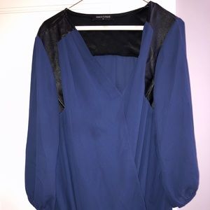 Wrap blue blouse.